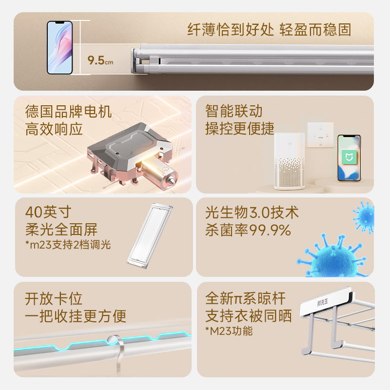 邦先生超薄隐形智能电动晾衣架阳台家用智能伸缩M22高清大图