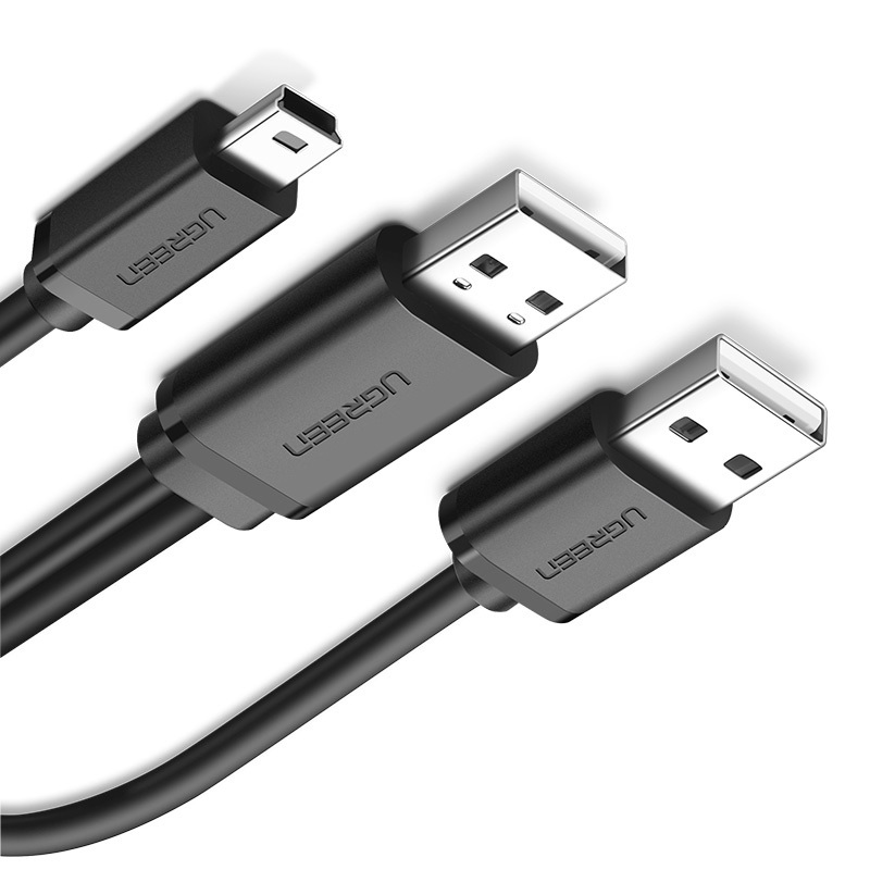 绿联 US107 USB2.0*2转Mini 5P数据线 1米 10347