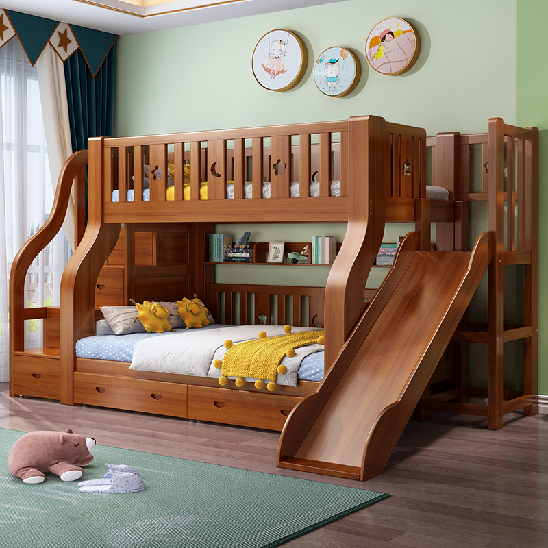 都市名门简约现代实木母子床儿童床高低床子母床双层床两层上下床高低