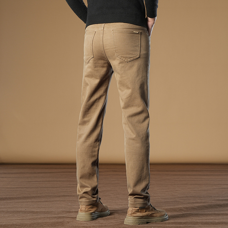 常规加绒可选男士休闲裤时髦百搭轻商务修身显瘦直筒裤男高清大图