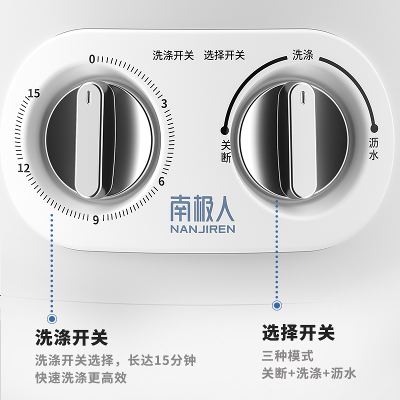 南极人小型迷你洗衣机家用半全自动分桶式婴儿童神器袜子内衣裤 [一机两桶]蓝光抑送沥水篮