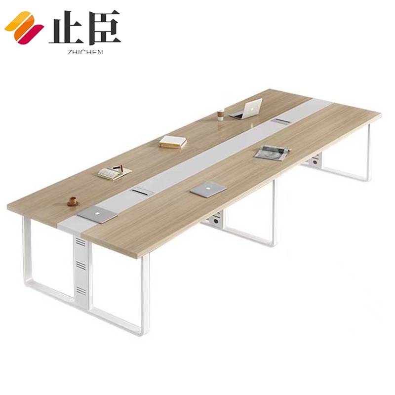 止臣 会议桌 办公家具现代简约会议桌接待洽谈桌培训桌贴木皮会议桌钢制会议桌办公桌 E2高清大图