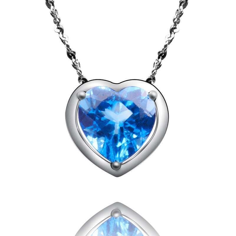 梦克拉Mkela 18K金镶蓝色托帕石吊坠 蓝情 宝石吊坠