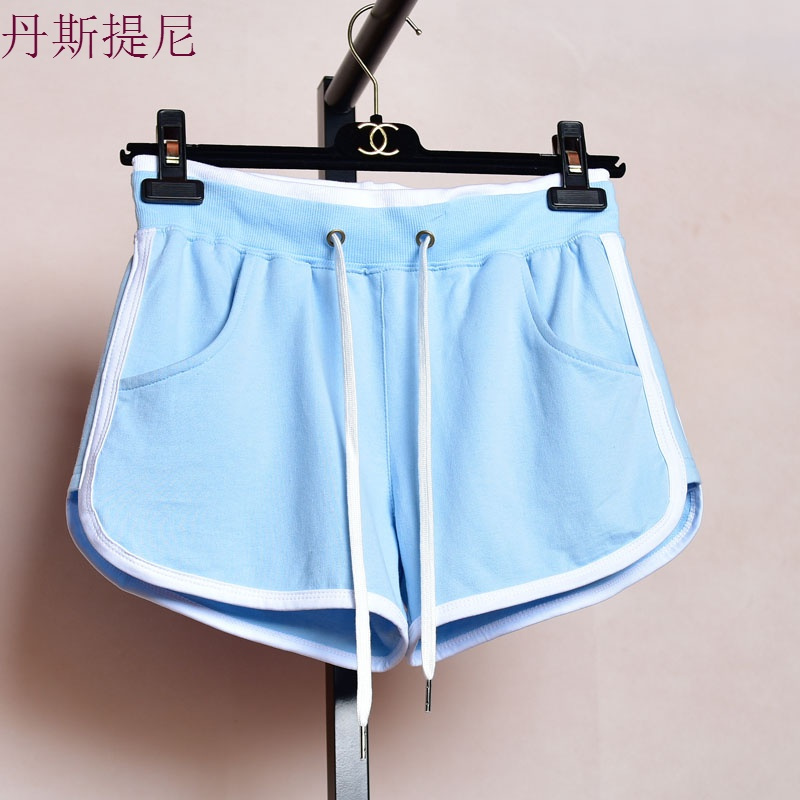 韩版纯棉运动短裤女夏阔腿大码胖mm跑步高腰薄款热裤宽松休闲睡裤