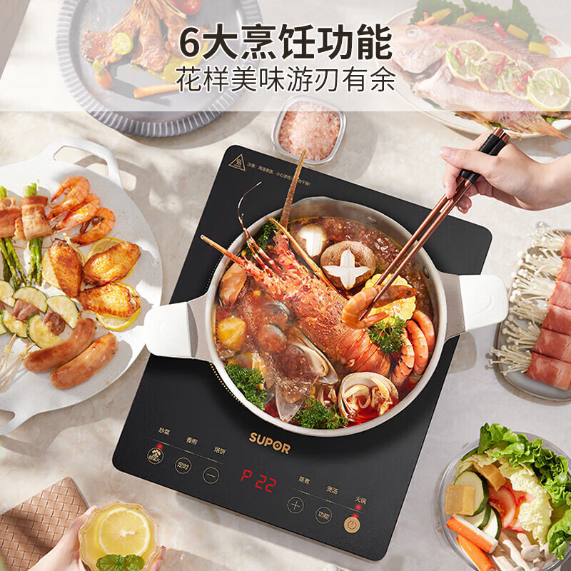 苏泊尔(SUPOR)电磁炉家用电陶炉炒菜一体面板10档火力调控2200w大功率多功能烹饪电池炉料理机C22-IA822D高清大图