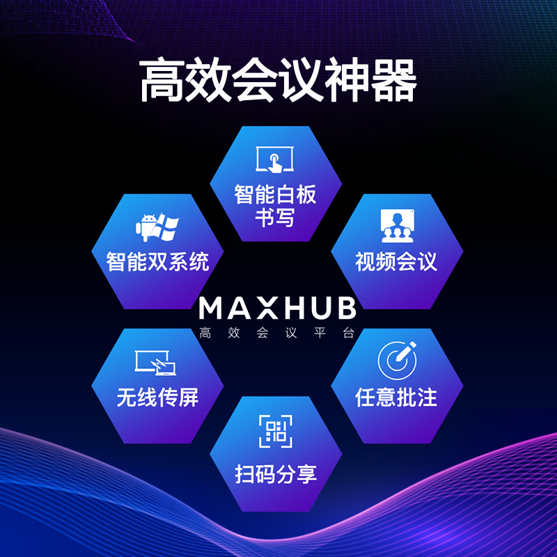 MAXHUB 新款 V5 时尚款 65英寸智能会议平板 电子白板触摸一体机[VA65CA+安卓模块+无线传屏器+智能笔]高清大图
