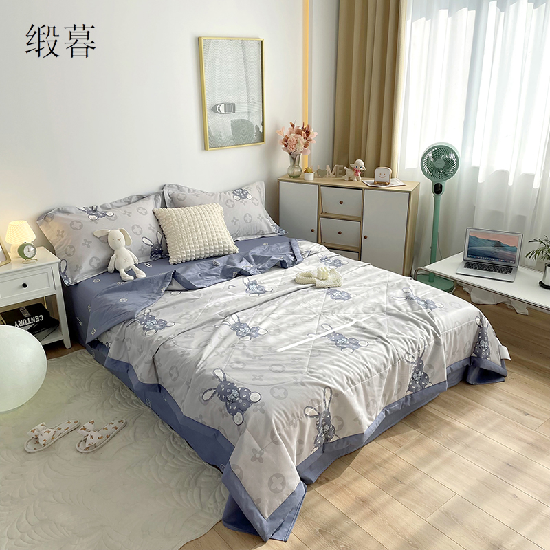 缎暮 A类纯棉印花新疆棉花被空调夏被舒睡夏凉被 多款可选 180*200CM/3斤 条高清大图