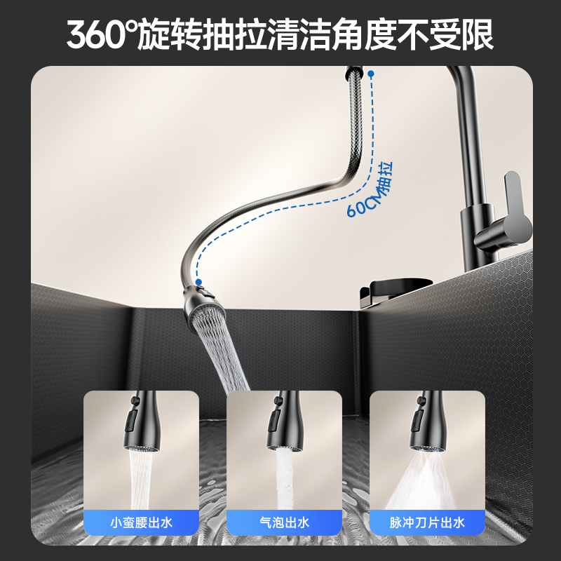 陶市厨房水槽蜂窝压纹加厚耐磨洗菜盆厨房水槽抗菌洗菜池防潮涂层