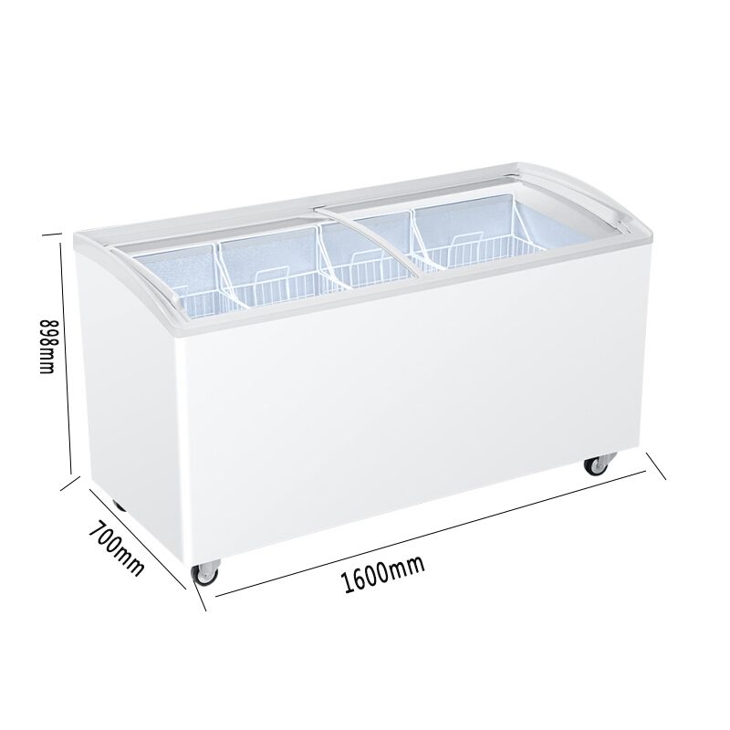 海尔(Haier)冷柜SD-519C 385升卧式冷冻展示柜冰柜 单温雪糕冷柜 速冻冰柜超市商用雪柜弧面玻璃门 四个货蓝