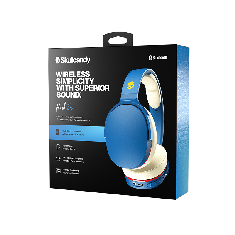 斯酷凯蒂(Skullcandy) Hesh Evo头戴式无线蓝牙耳机快充 游戏音乐华为小米苹果手机通用 92蓝