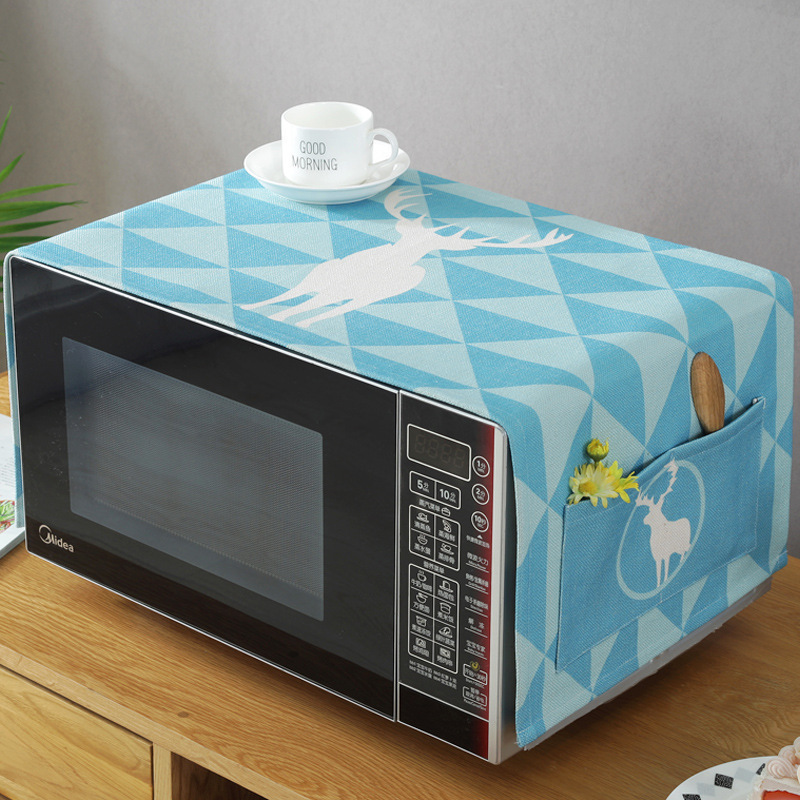 床头柜盖巾棉麻布艺盖布防水防油罩通用烤箱罩防尘罩微波炉罩 FL-01 防水.微波炉.烤箱【100*35cm】