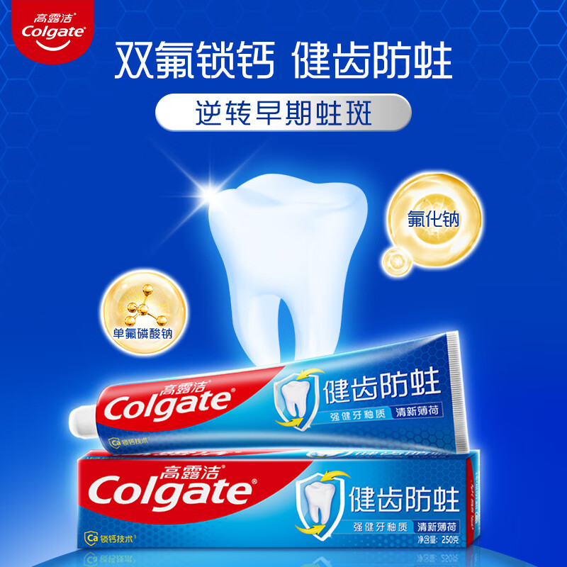 高露洁(Colgate) 全面防蛀清新薄荷味牙膏 250g 清新口气(包装随机)
