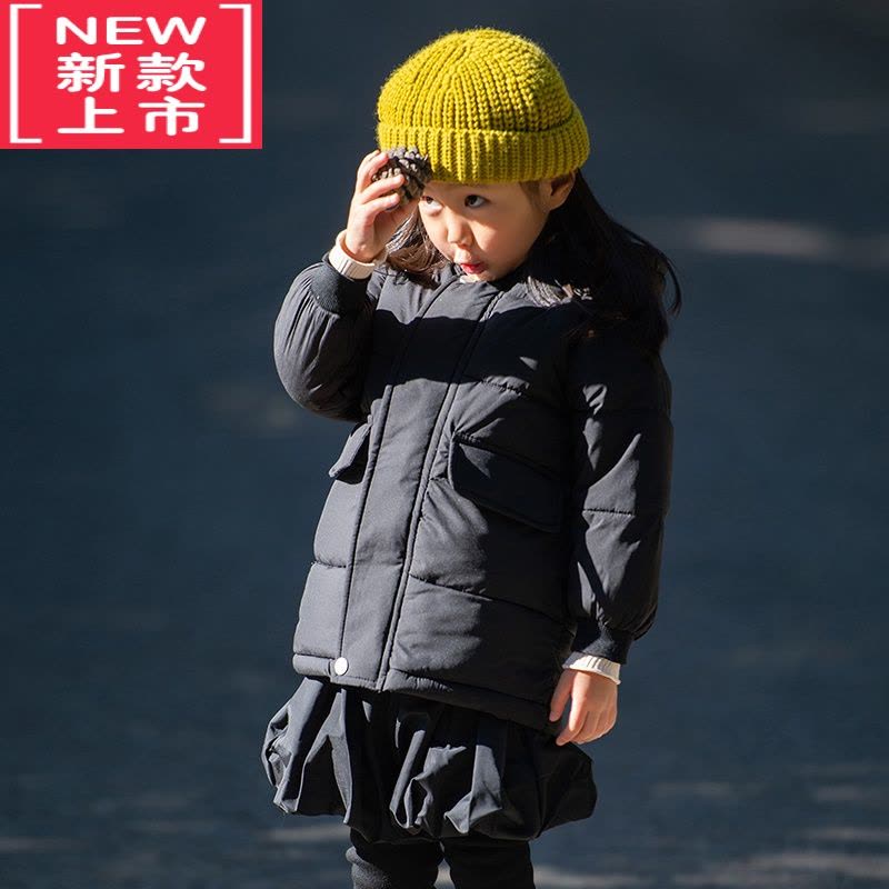 可莉允小原亲子装秋冬厚长款过膝棉服大童连帽棉衣外套母女装面包服图片