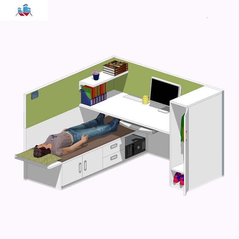 办公室电脑桌休息床组合屏风职员办公桌带床隔断工位带午休床定制泰