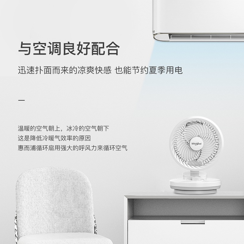 惠而浦家用空气循环台式扇低噪节能 三档调节 小巧轻便WCF-MN01K