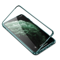 iPhone11手机壳苹果11钢化玻璃壳全包金属边框双面玻璃磁吸透明防摔保护壳免贴膜创意保护套硬壳黑色TIDIUI