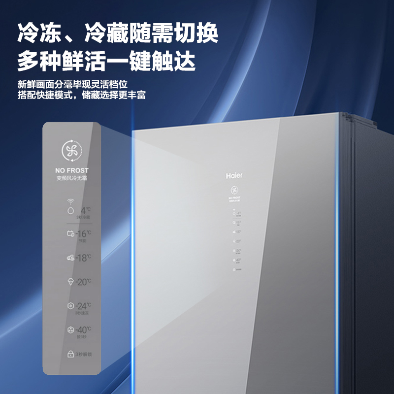 海尔立式冰柜家用风冷无霜全温区冷藏速冻转换冷冻柜冰箱数显-40深冷变BD-228WGHS1U1