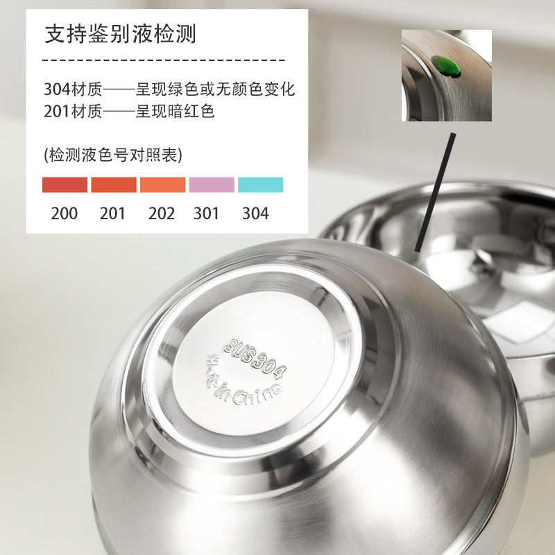 顺心优 304食品级双层不锈钢碗 12cm/个高清大图