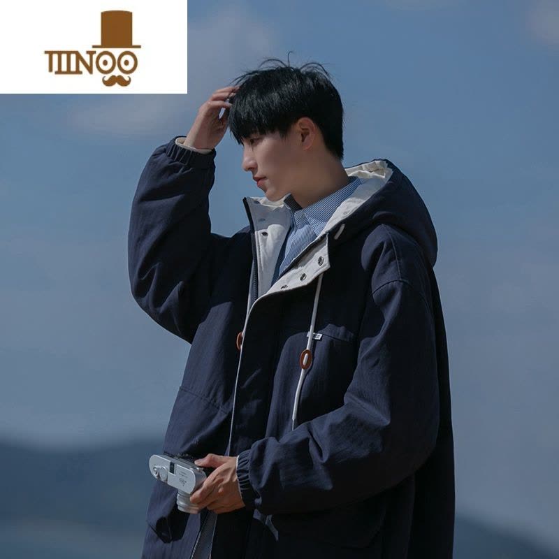 YANXU男士冲锋衣连帽棉衣冬季加厚情侣羽绒棉服新款感工装袄子外套图片