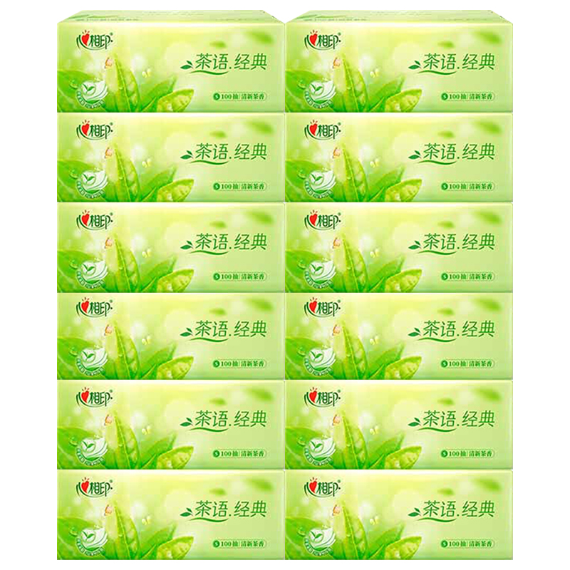 心相印抽纸茶语经典淡茶香3层100抽*12包DT5100(包装随机)