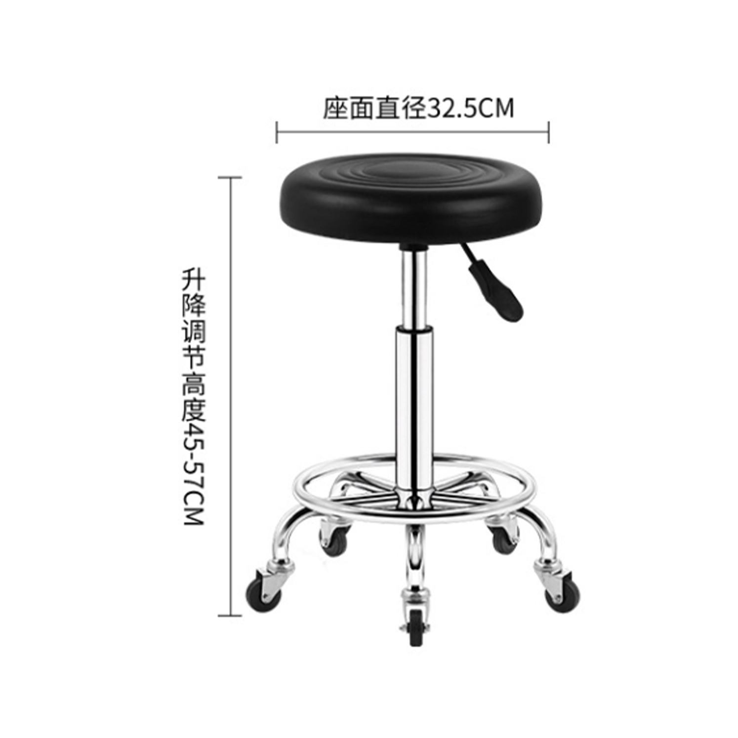 财巢 旋转吧台椅 黑色滑轮款 /个高清大图