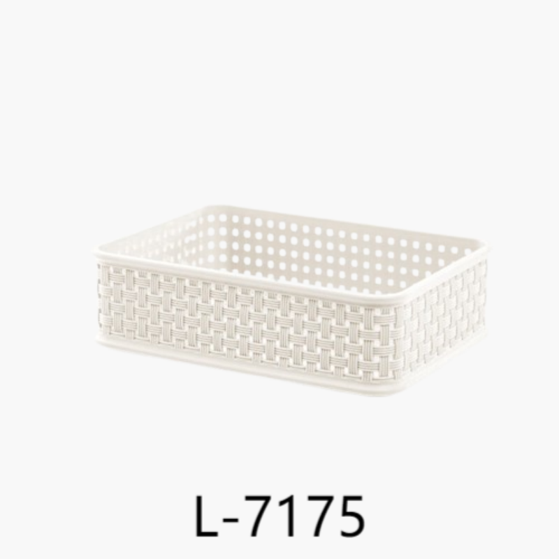 禧天龙(Citylong) L-7175收纳篮(奶白)床头置物篮编织化妆品收纳篮仿竹编桌面收纳框