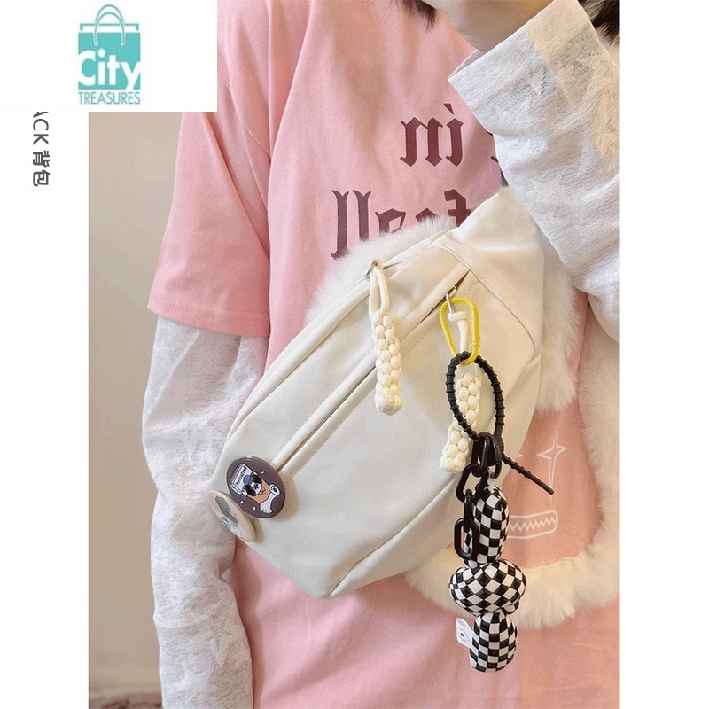 bangdou斜挎包女休闲包包2024新款运动胸包潮背包小众百搭ins腰包帆布