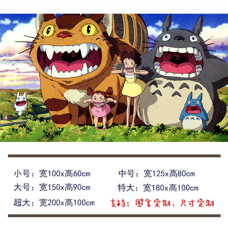 宫崎骏 1 宽100x高60cm 宫崎骏海报墙贴龙猫千与千寻动漫学生宿舍卧室儿童房贴画自粘