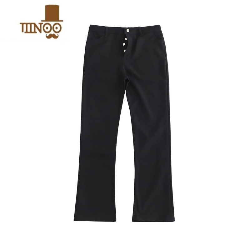 YANXUCOCKTAIL黑色微喇裤西裤高街休闲长裤vibe裤子男潮高清大图