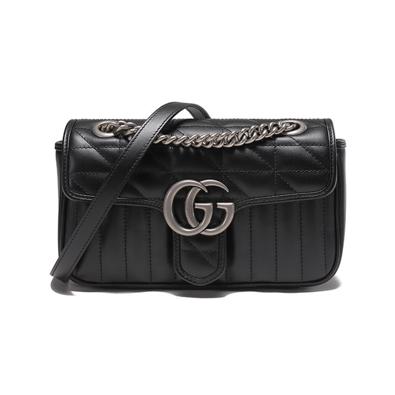 古驰gucci女士ggmarmont系列皮革双g手提单肩斜挎包迷你款446744um8an