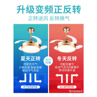 奥克斯（AUX）风扇灯餐厅吊扇灯家用电风扇吊灯客厅卧室厨房变频隐形扇 42寸宝石树白遥控