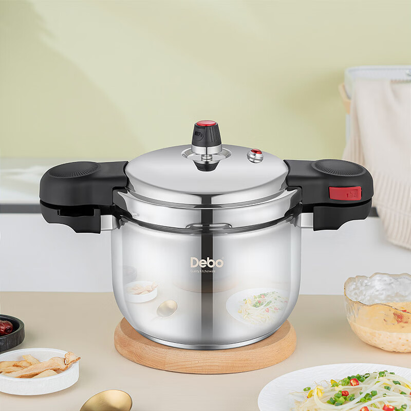 德铂(Debo)罗德尔高压锅4L304不锈钢家用不粘防爆压力锅18cmDEP-823(本色)