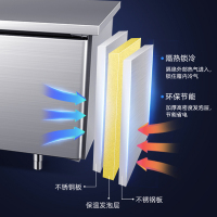 松氏(SOMCLAN)1500*700*800mm风冷冷冻冷藏工作台冰柜保鲜操作台商用冰箱厨房平冷卧式奶茶店水吧台方管款