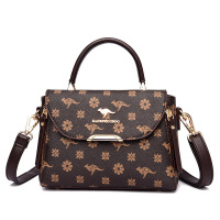 包包女包新款斜挎包女时尚印花女士单肩包女小方包女 花瓣配棕