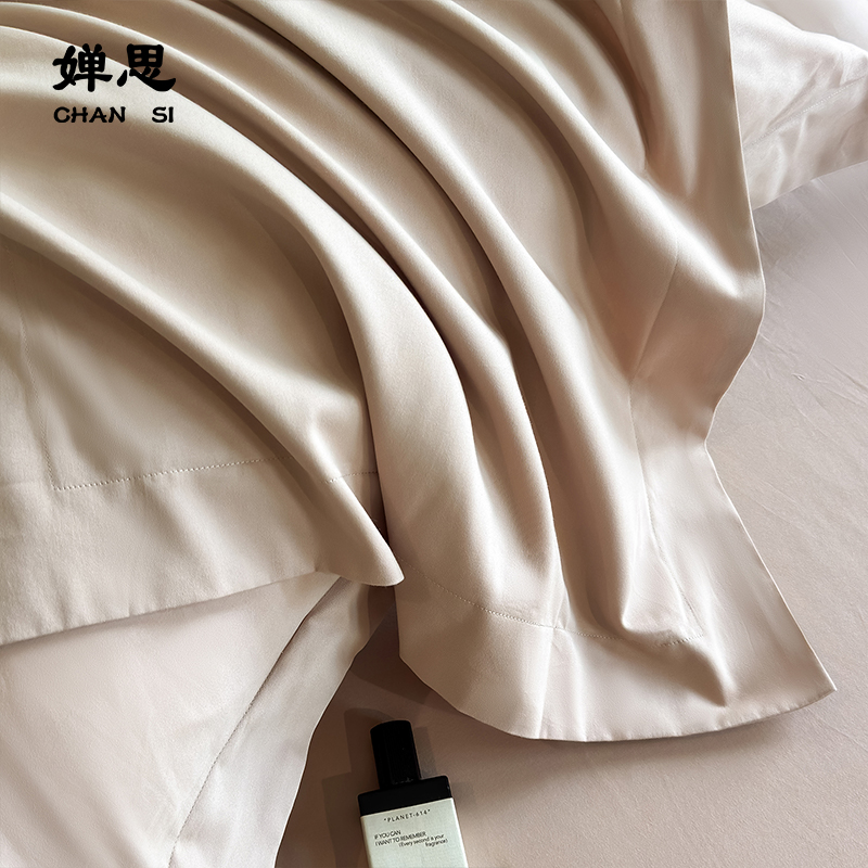 婵思 60S磨毛纯色婴肤棉四件套 可可糖高清大图