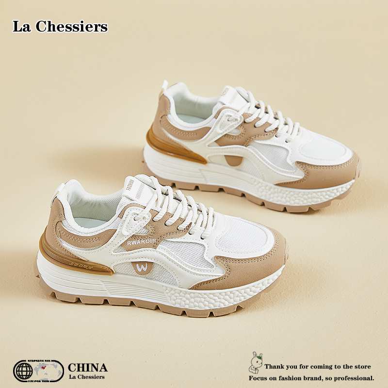 La Chessiers阿甘鞋女鞋春秋新款跑步透气鞋轻便休闲百搭运动休闲鞋 绿色 37码