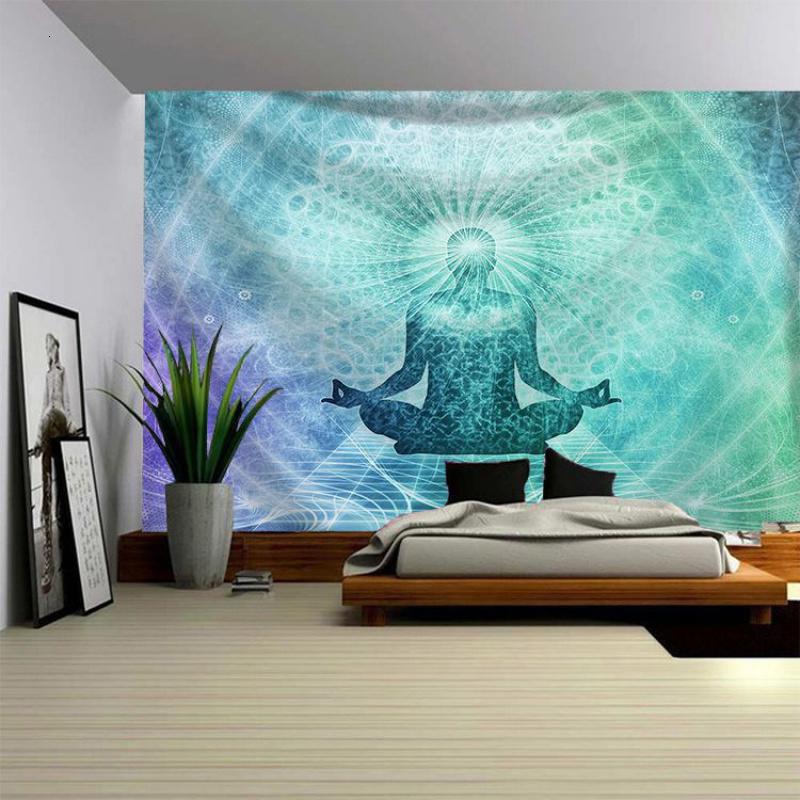 家柏饰(CORATED)波西米亚墙壁装饰挂布床头瑜伽背景布壁画印度曼陀罗挂毯 图一 绒布150高*200宽厘米横款高清大图