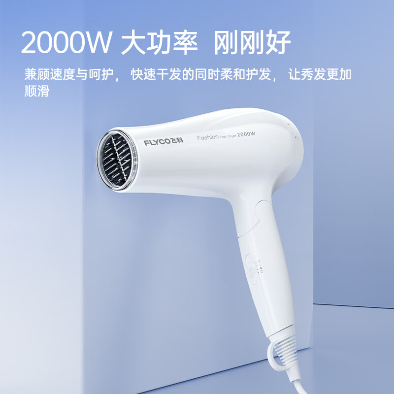 飞科FH6232飞科(FLYCO)电吹风机家用发廊大功率2000W速干恒温便携可折叠白色FH6232高清大图