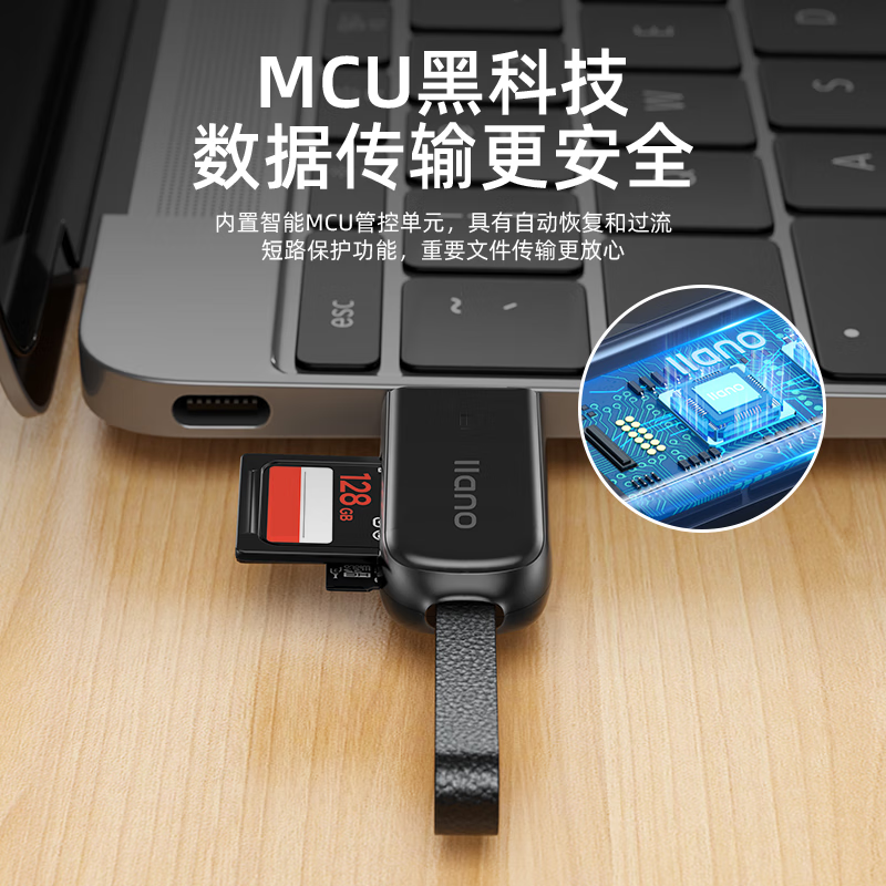 绿巨能(llano)读卡器 多合一SD卡读卡器 支持SD/TF卡适用相机手机USB3.0高速多功能读卡器 升级款带挂绳