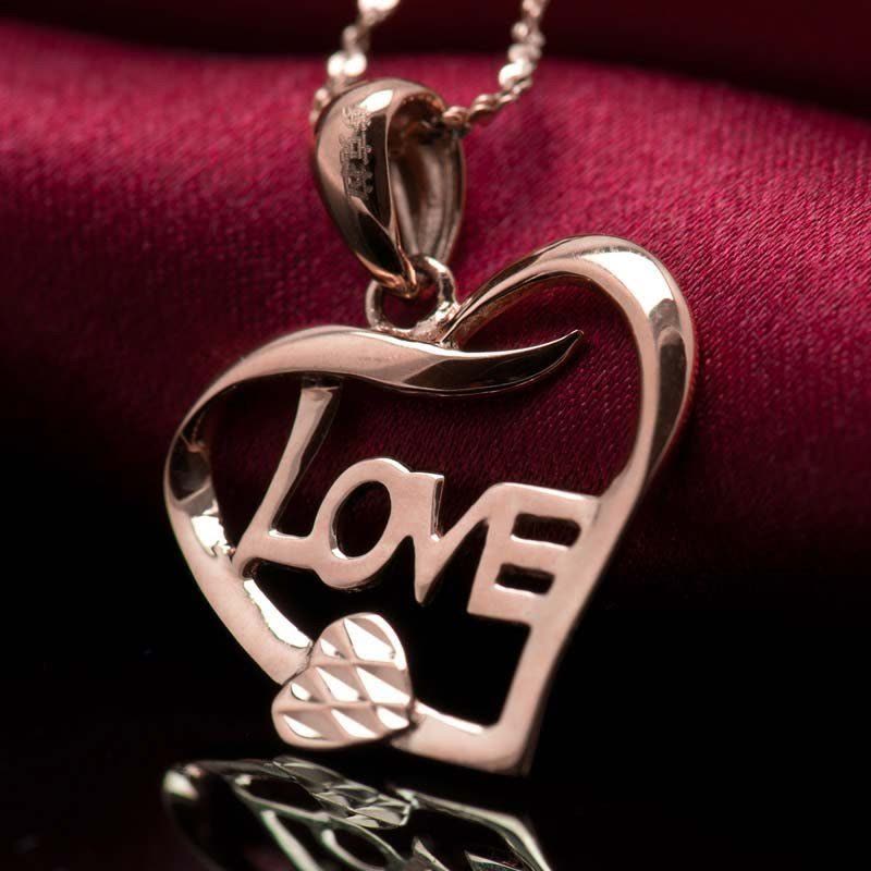 梦克拉 MKela 18K金 吊坠 Love字母爱心吊坠 玫瑰金吊坠单坠 吊坠 黄金 送朋友图片