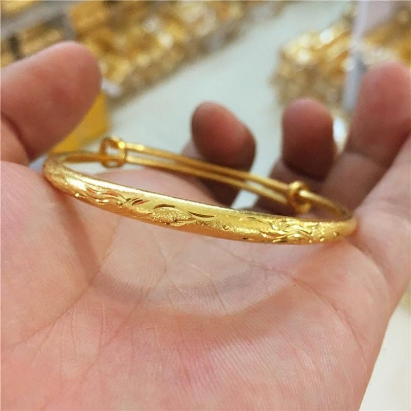包邮韩版饰品流行首饰女款沙金时尚手链镯子金色磨砂推拉手镯送女朋友老婆生日礼物送女朋友七夕情人节礼物