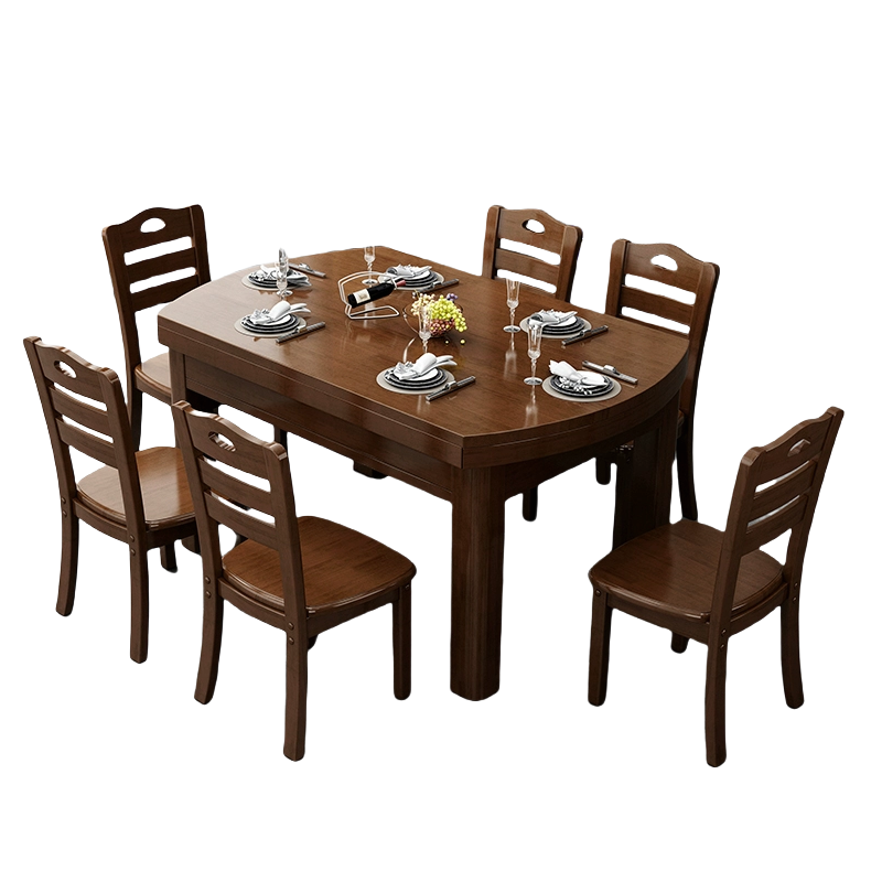 荺炬餐桌椅1桌6椅套高清大图
