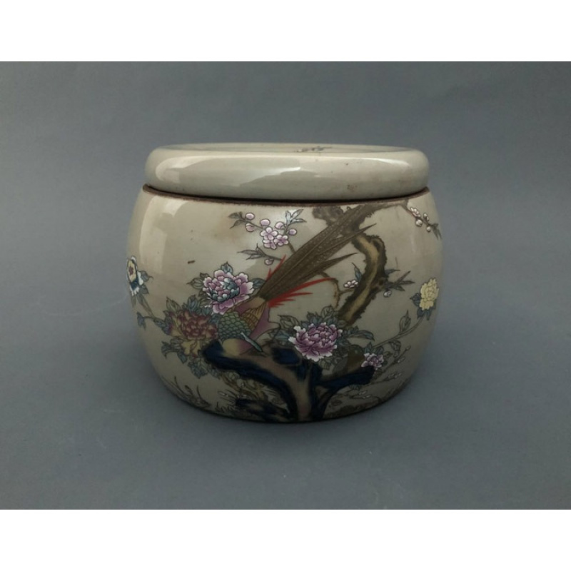 清雍正粉彩花鸟富贵蛐蛐罐家居装饰客厅展柜摆件景德镇仿古陶瓷器