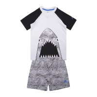 阿迪达斯儿童(adidas kids)2018夏季婴童鲨鱼印花棉质运动短袖套装CF7424