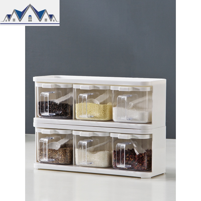 厨房抽屉式塑料调料盒组合套装家用胡椒粉调味用品收纳盒_4_107高清大图
