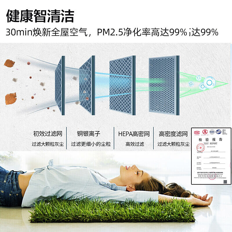 TCL 1.5匹 小蓝翼 恒温新风空调 变频冷暖 以旧换新 壁挂式 空调挂机KFRd-35GW/DBp-XJ21+B1
