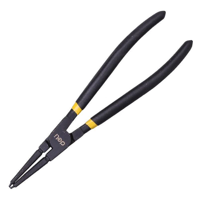 得力 dl20924(终保)德式外弯卡簧钳铬钒钢(红)9寸