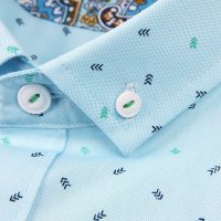 HODO红豆男装男士长袖衬衫男士修身扣领印花长袖衬衣