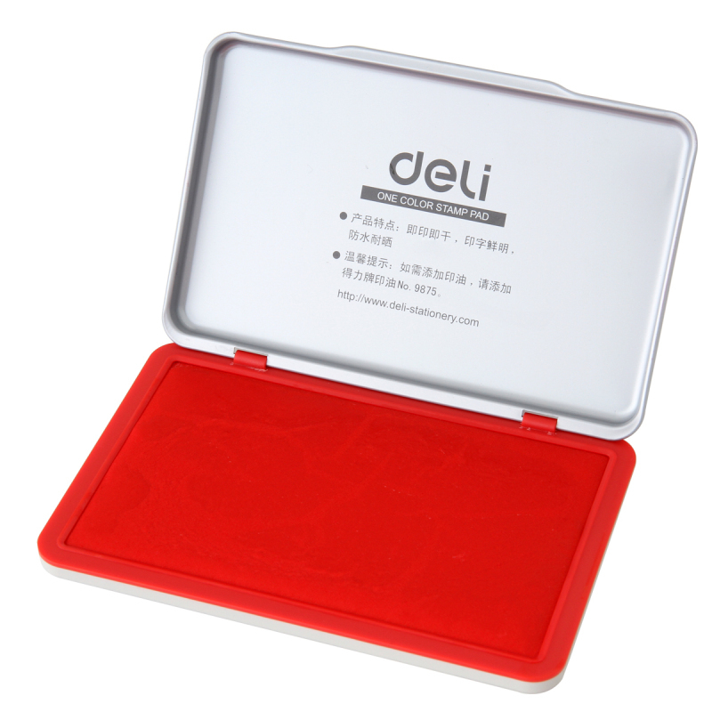 得力(deli) 9893 方形印台 大号红色(QH)