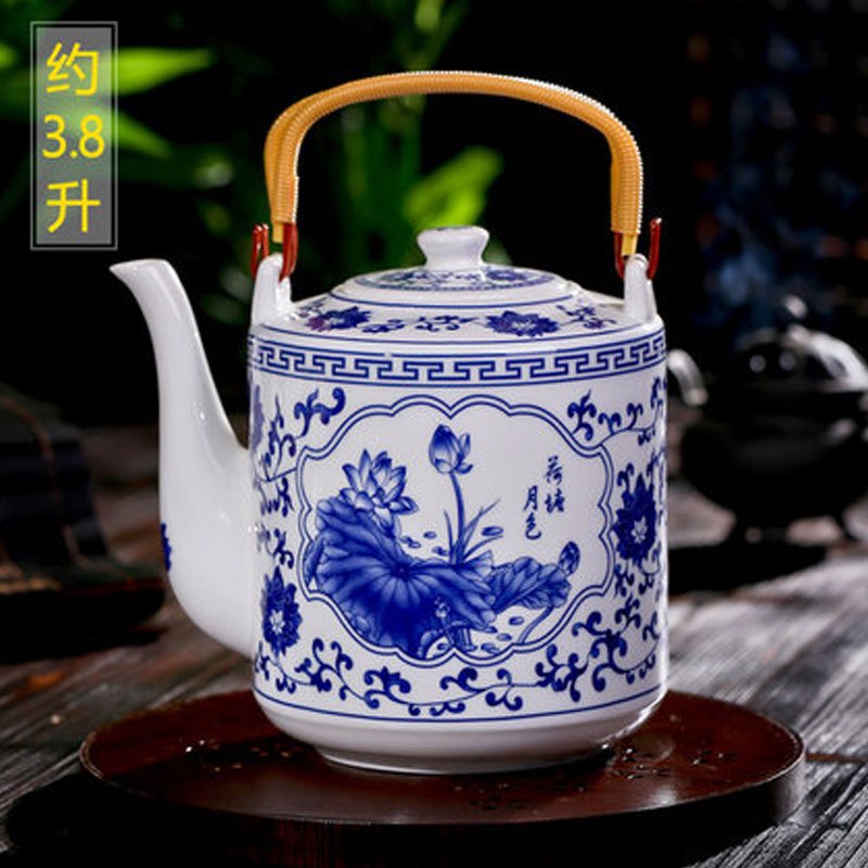 景德镇瓷器茶壶陶瓷大容量凉水壶大号青花瓷冷水壶提梁泡茶壶家用大容量多色多款多功能时尚创意生活日用家居器皿水壶